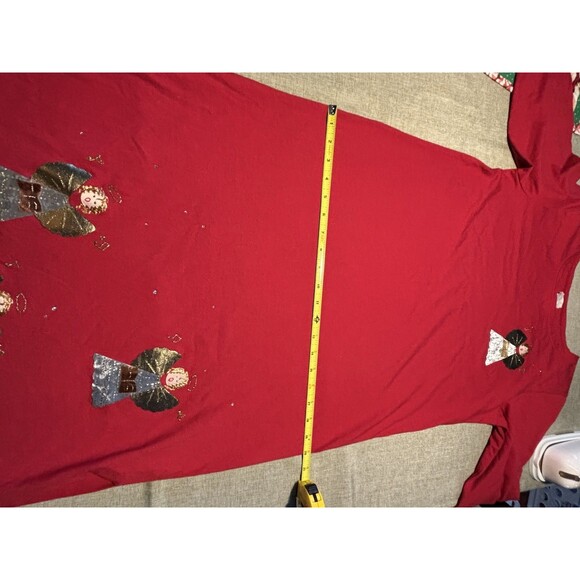 Vintage Red Maxi Christmas Angel Maxi Dress Side Slit Ugly Christmas Party Dress - Picture 6 of 8